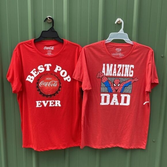 Men’s Best Pop Ever & Amazing Dad Spiderman Graphic Father’s Day T-Shirts 2-Pack - Picture 1 of 4